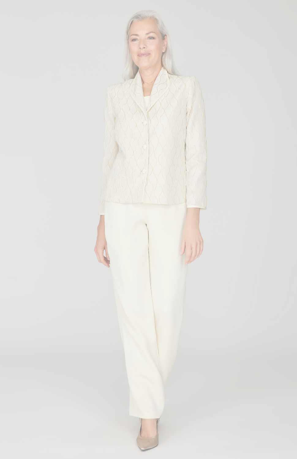 Monochrome Wave Jacquard Wing Collar Jacket
