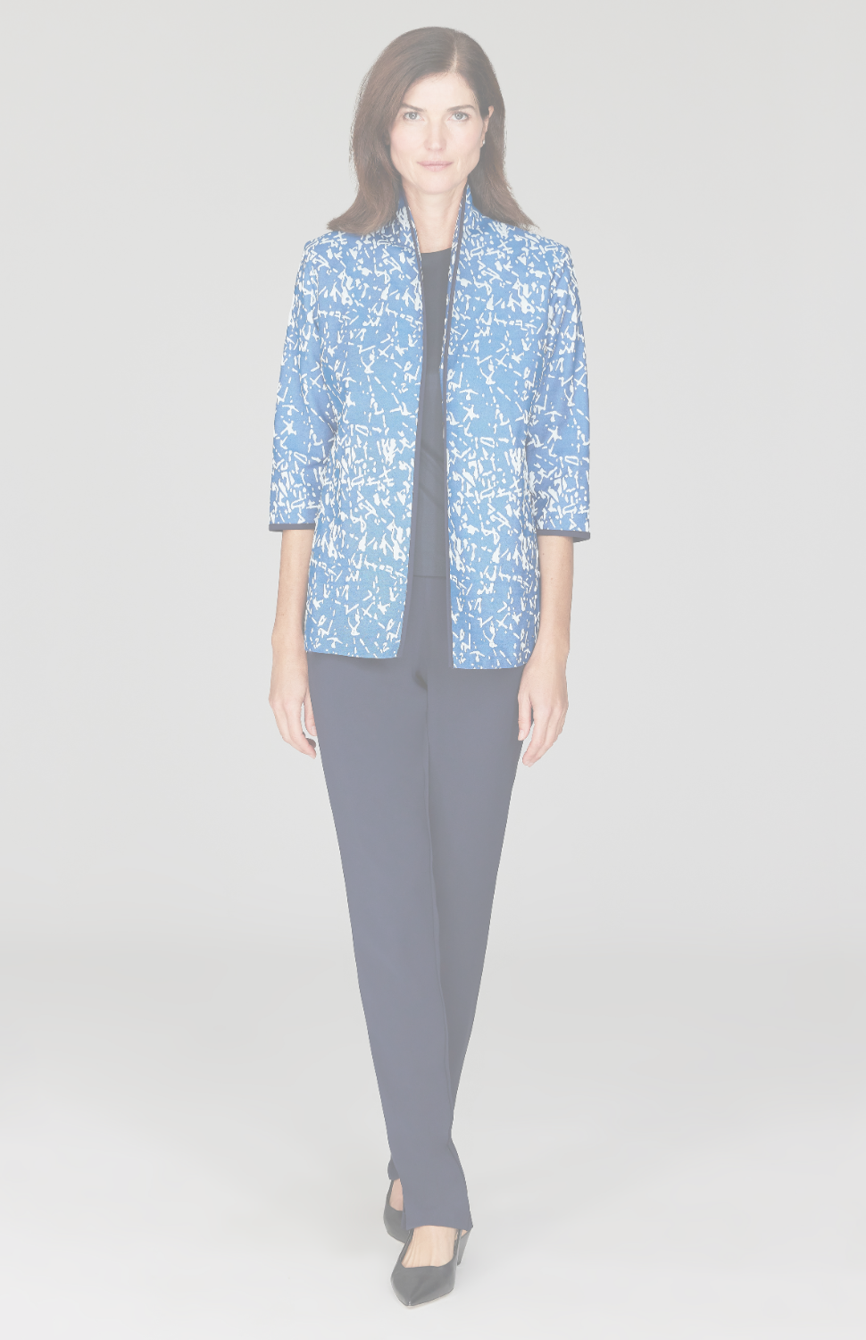 Paintbrush Stretch Jacquard High Neck Jacket w/ Bias