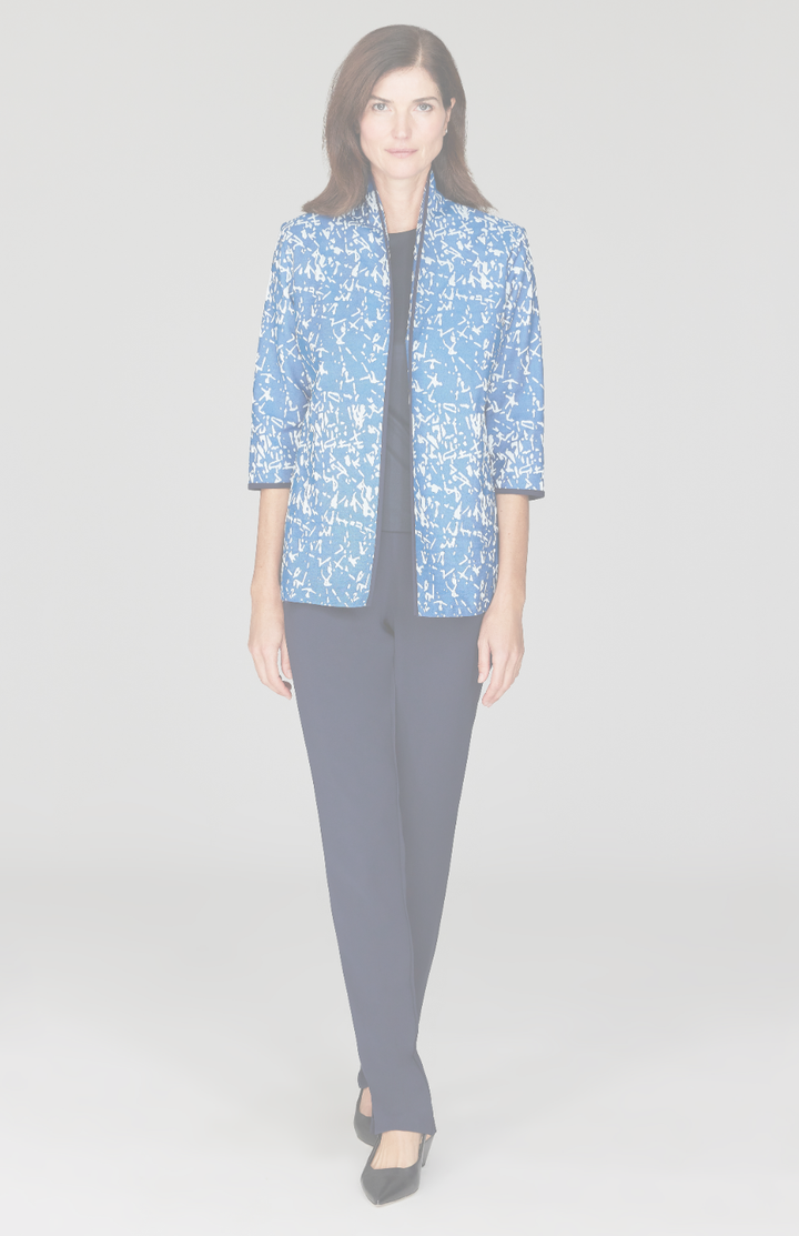 Paintbrush Stretch Jacquard High Neck Jacket w/ Bias