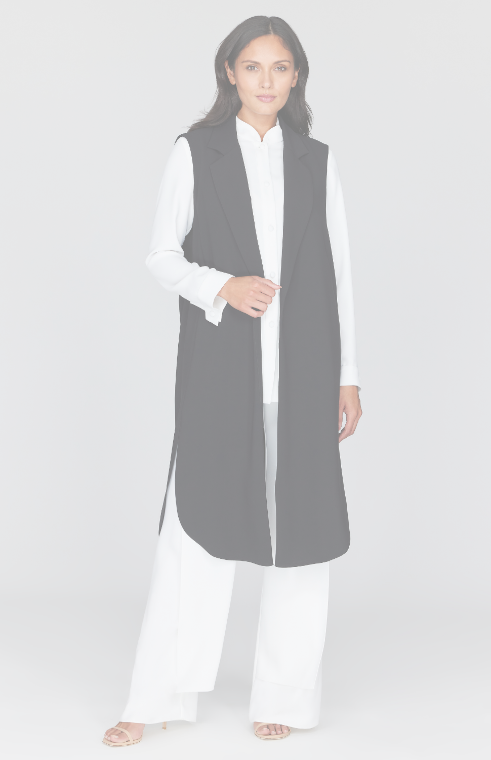 Lustrous Crepe Long Vest
