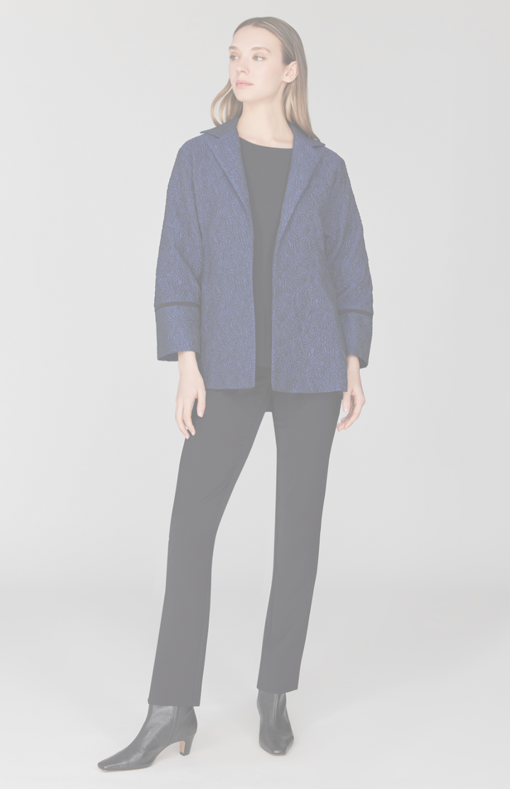 Etched Textural Jacquard Open A-Line Jacket