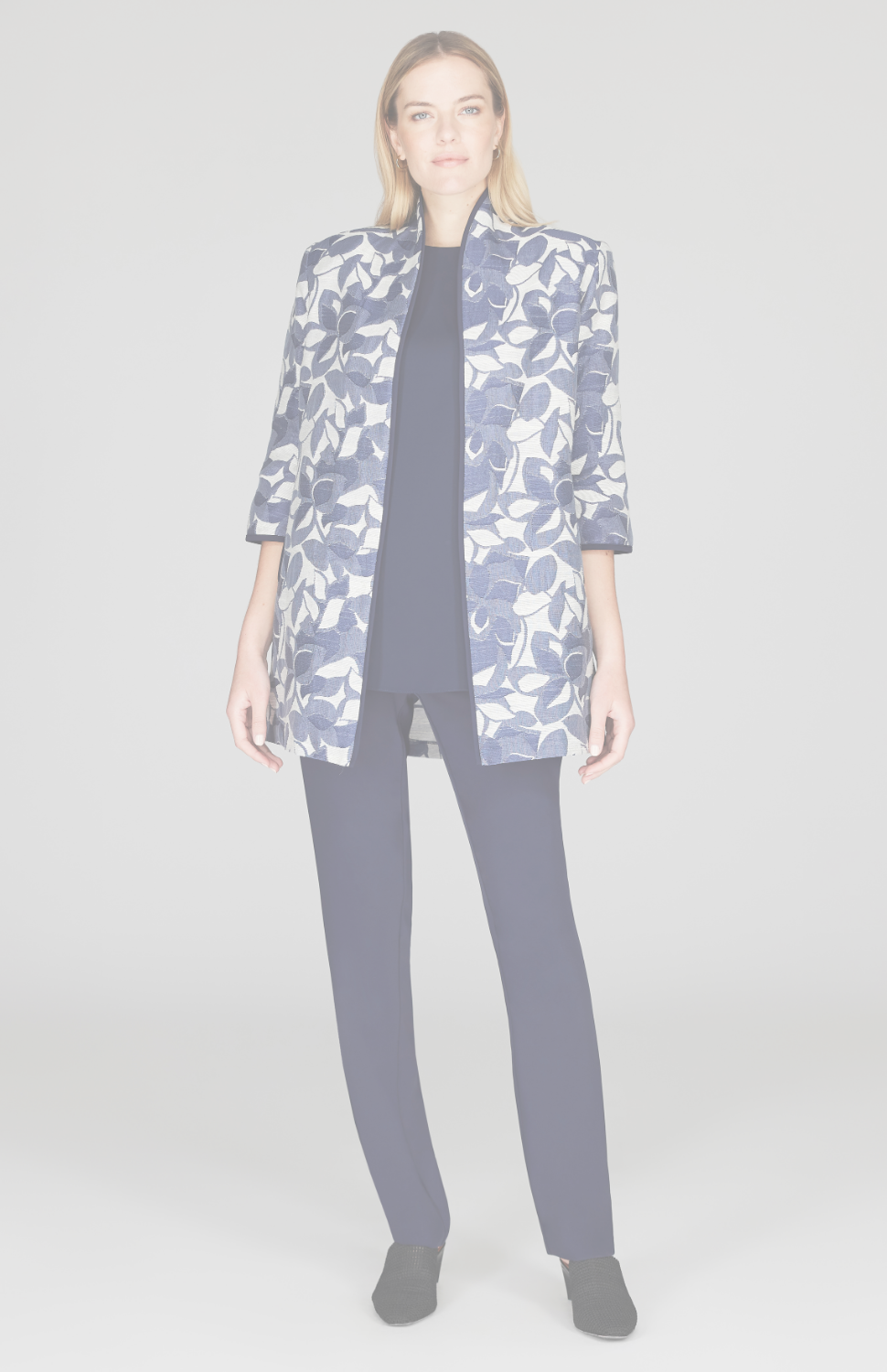 Tonal Floral Jacquard High Neck Jacket