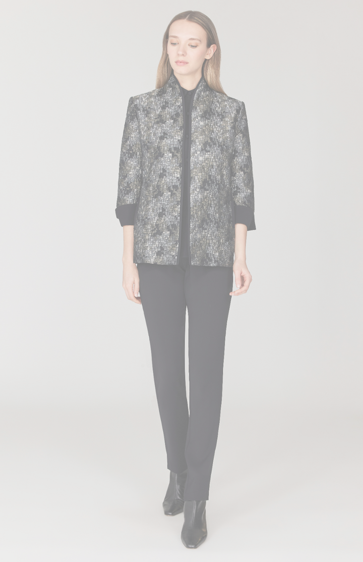 Abstract Mosaic Jacquard High Neck Jacket