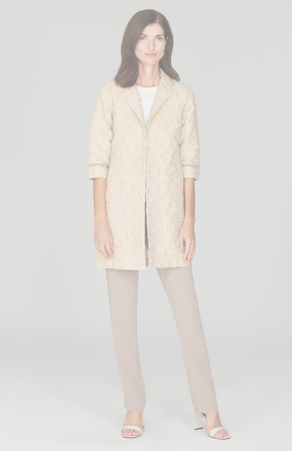 Eyelash Cotton Long Blazer w/ Bias Trim