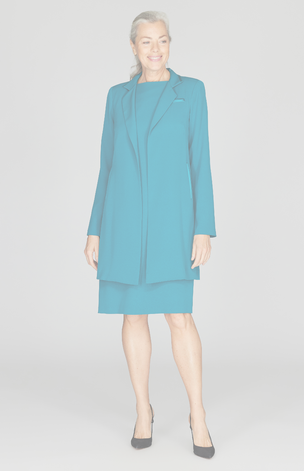 Silk Long Blazer w/ Satin Bias Detail