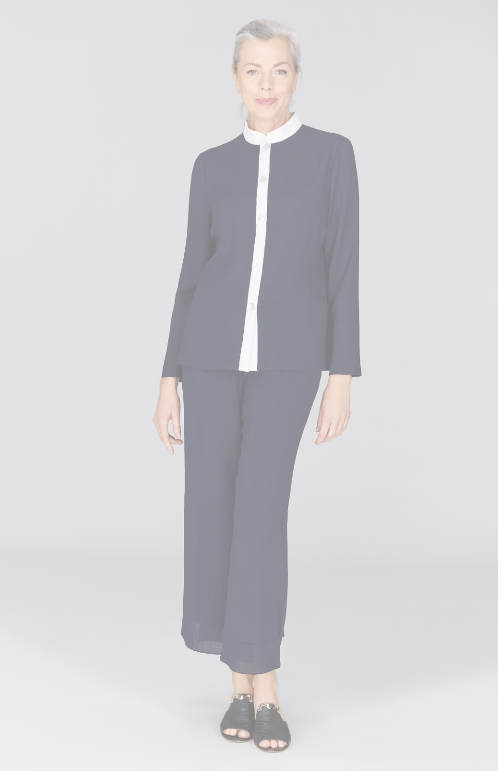 Color Block Microlinen Mandarin Collar Jacket