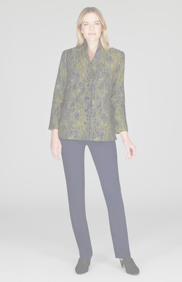 Textured Wave Button Front High Neck Jacket