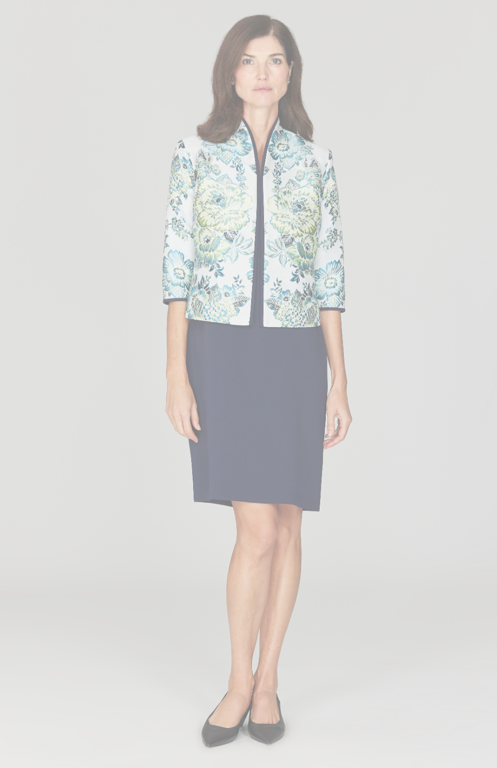 Lush Blooms Jacquard Short High Neck Jacket