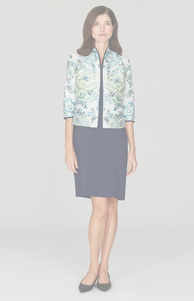 Lush Blooms Jacquard Short High Neck Jacket