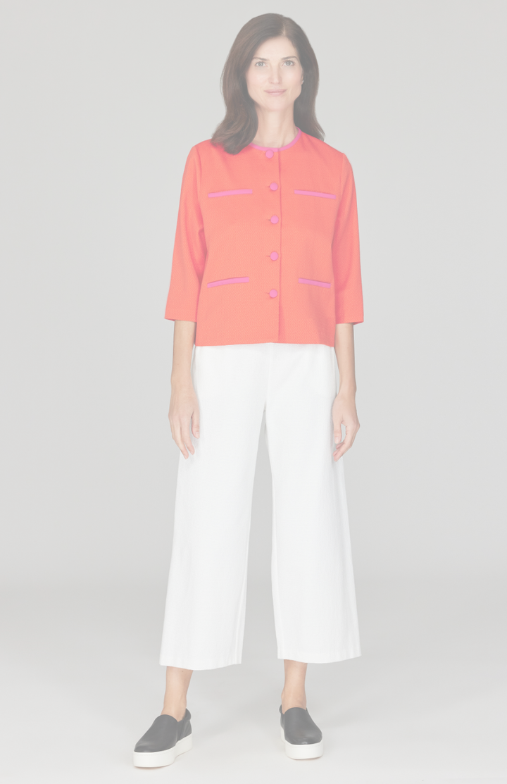 Pique Short Boxy Jacket w/ Pocket Detail