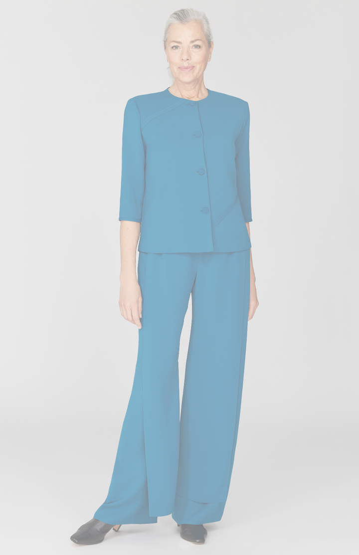 Lustrous Crepe Overlap Pant w/ Back Elastic