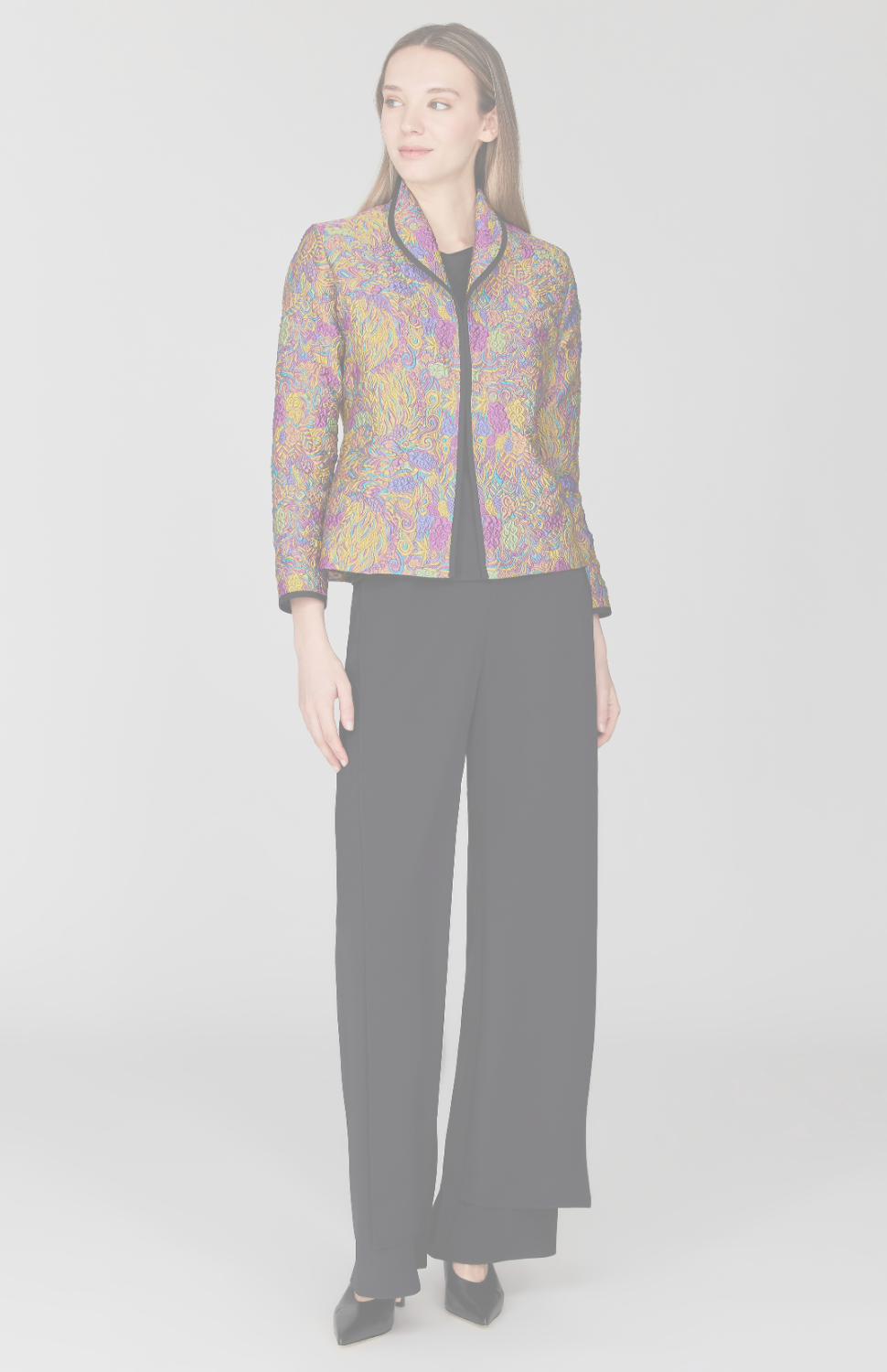 Ornate Flora Jacquard Wing Collar Jacket