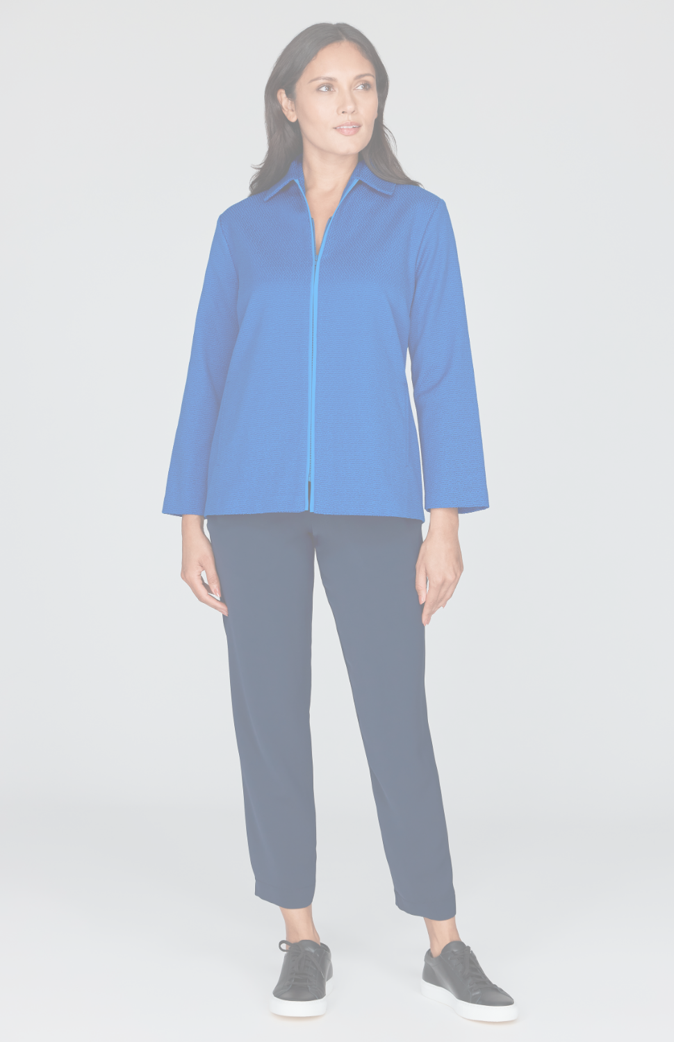 Pique Zip Front Collared Jacket