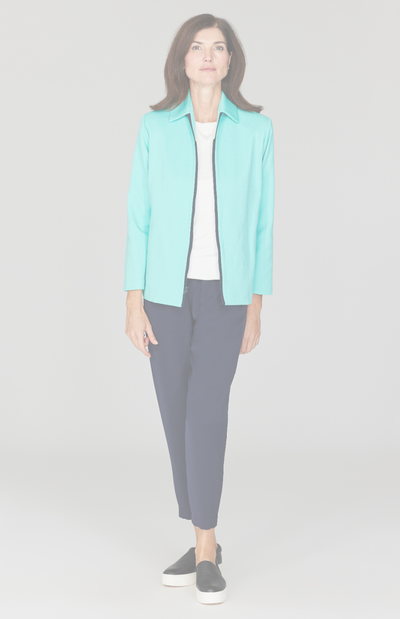 Pique Zip Front Collared Jacket