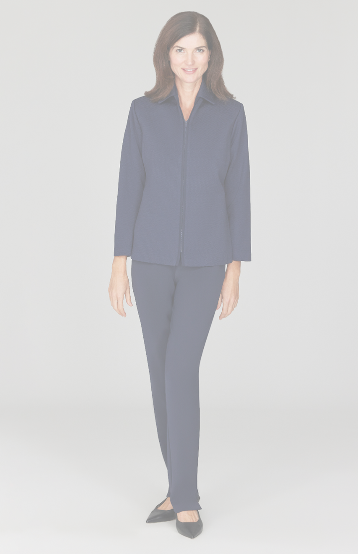 Pique Zip Front Collared Jacket