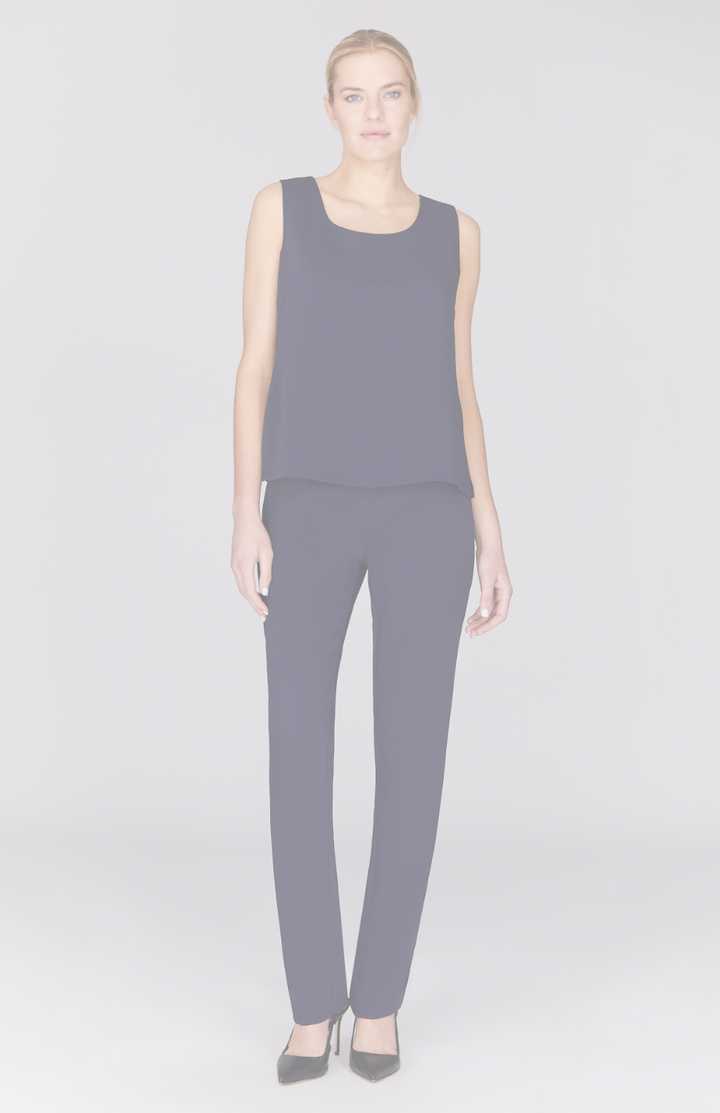 Lustrous Crepe Essential Narrow Leg Pant w/Flat Front, Back Elastic, & Slimmest Fit