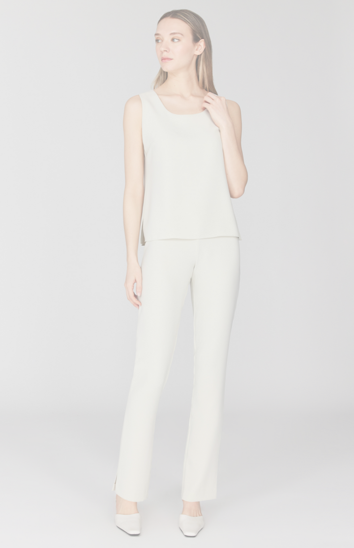 Lustrous Crepe Essential Narrow Leg Pant w/Flat Front, Back Elastic, & Slimmest Fit