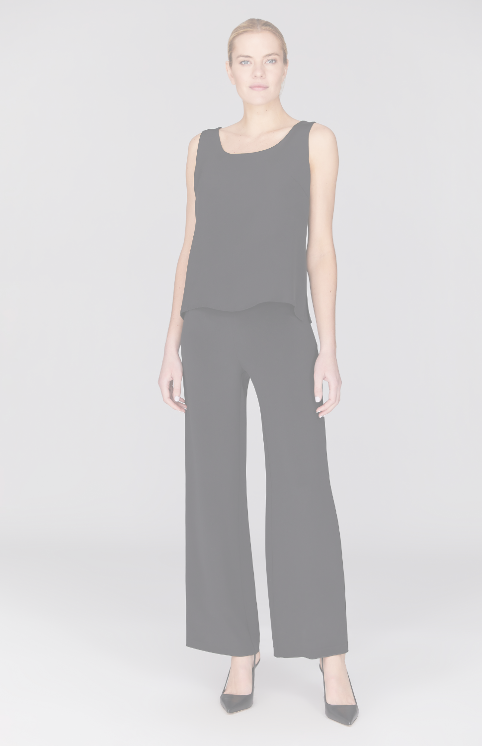 Silk Essential Wide Leg Pant w/Flat Front & Back Elastic