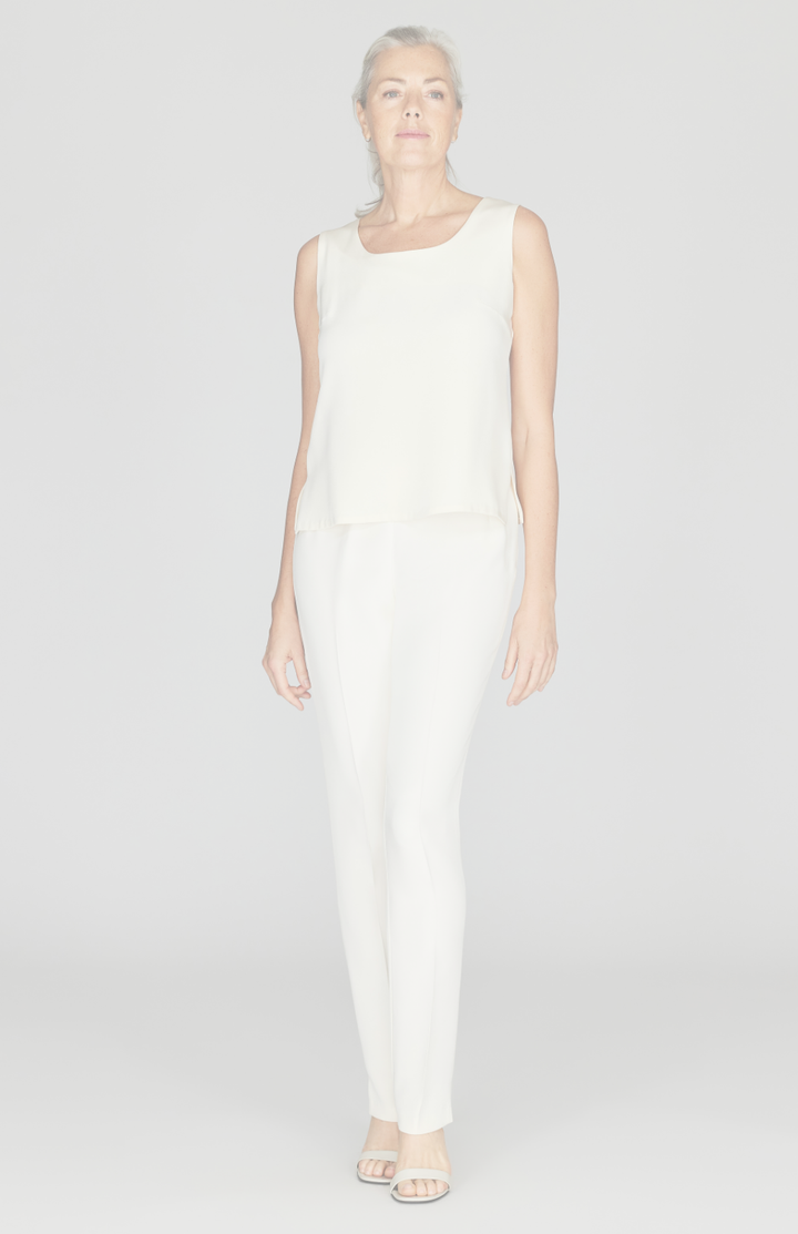 Silk Essential Narrow Leg Pant w/Flat Front & Back Elastic