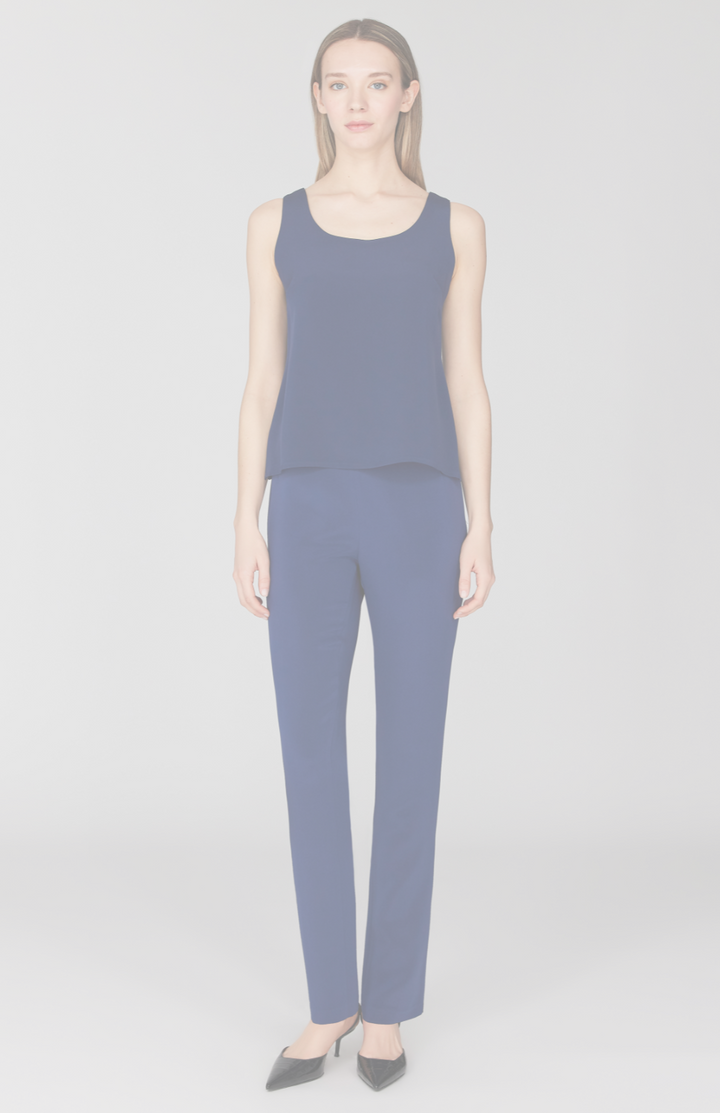 Silk Essential Narrow Leg Pant w/Flat Front, Back Elastic, & Slimmest Fit