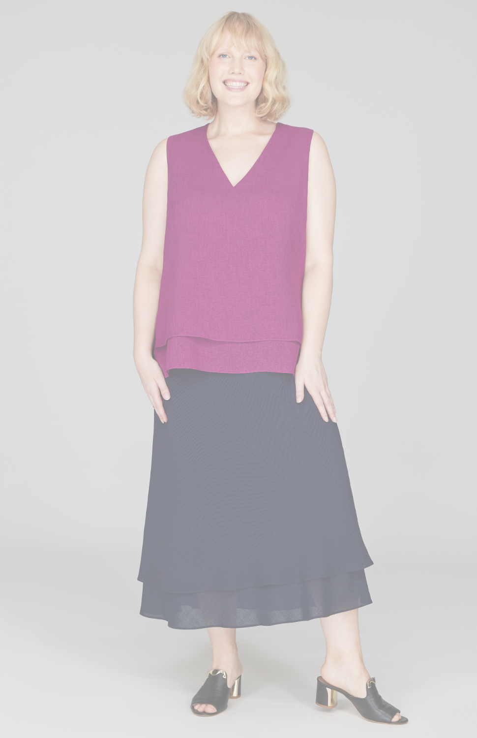 Microlinen Double Layer V Neck Tank