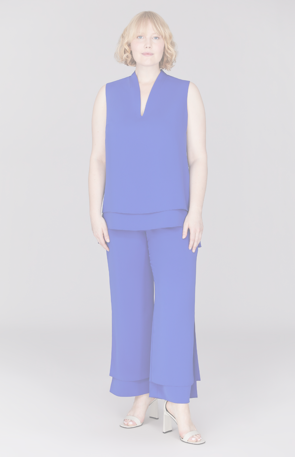 Lustrous Crepe High Neck Double Layer Tank