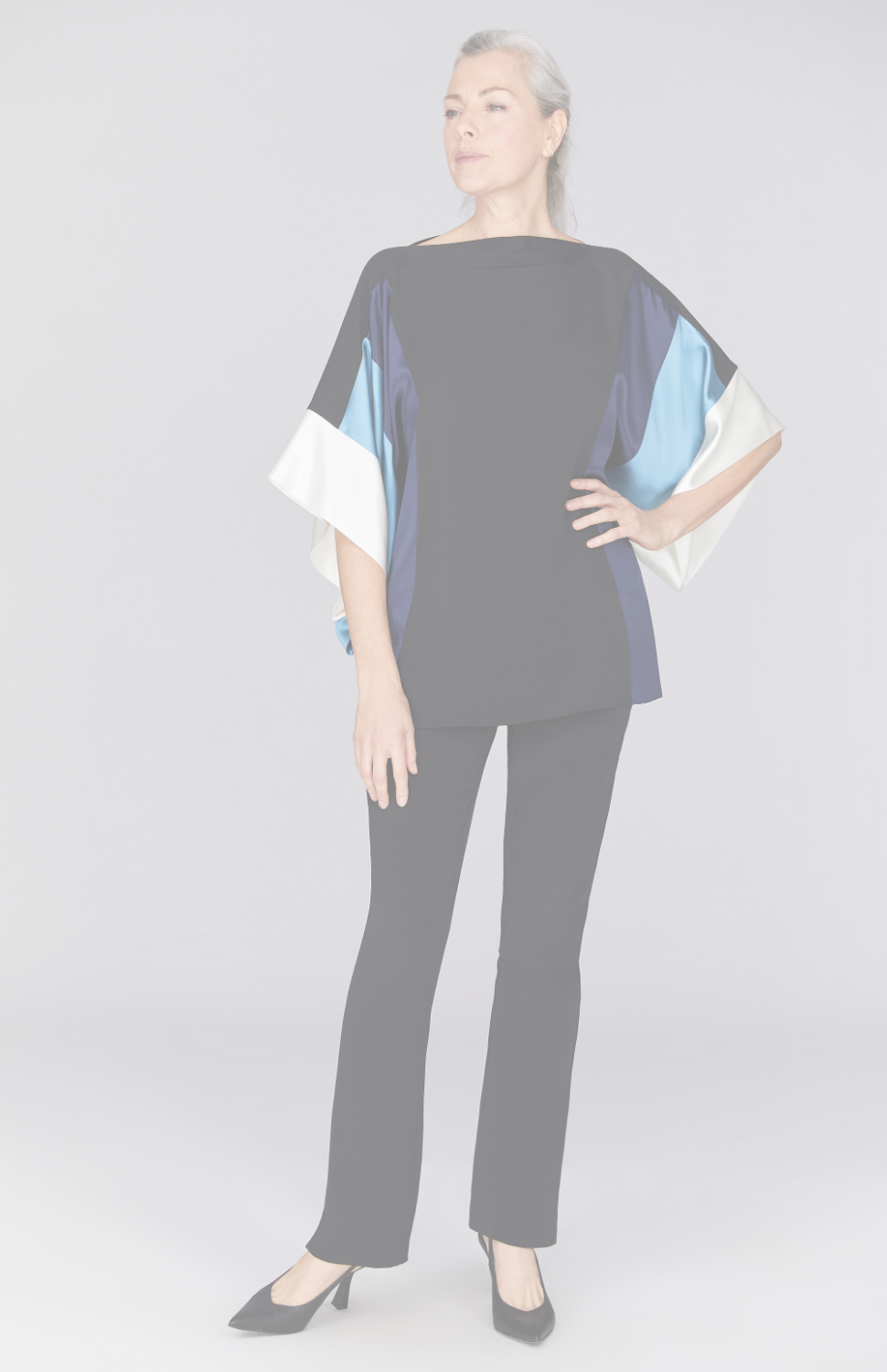 Silk Tunic w/Contrast Satin Bands