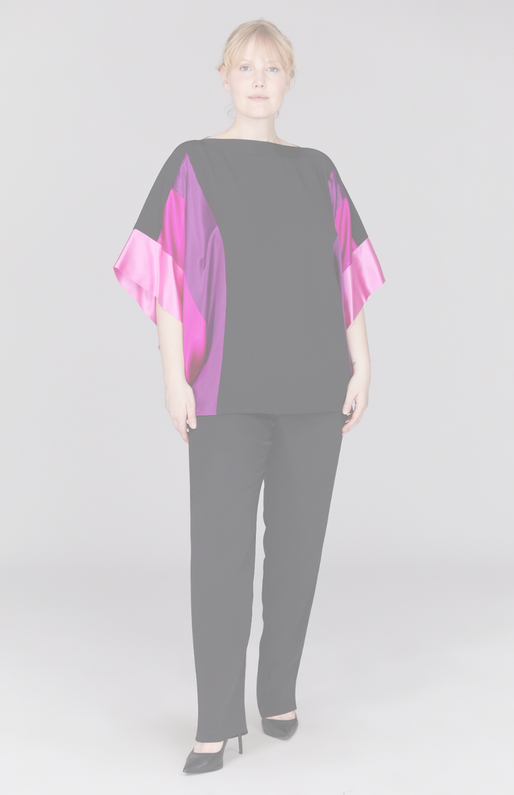 Silk Tunic w/Contrast Satin Bands