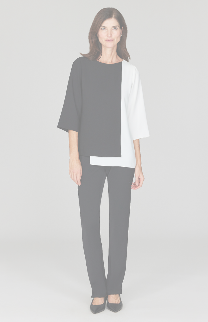 Color Block Lustrous Crepe Double Layer Tunic