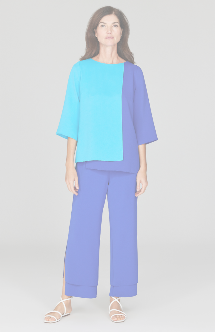 Color Block Lustrous Crepe Double Layer Tunic