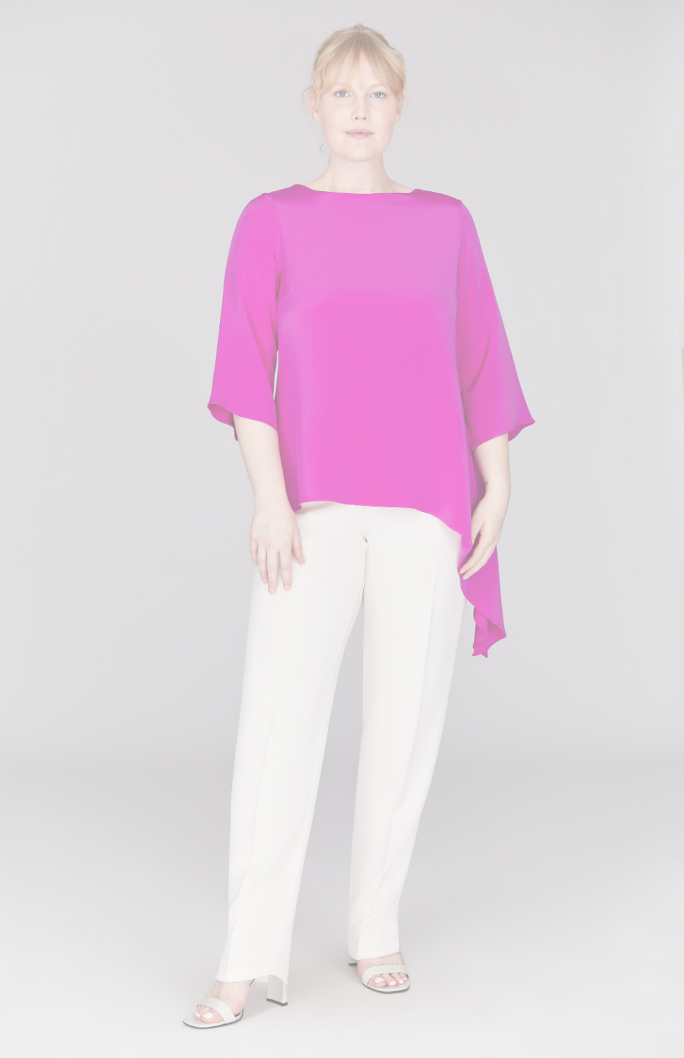 Silk Asymmetric Side Drape Tunic