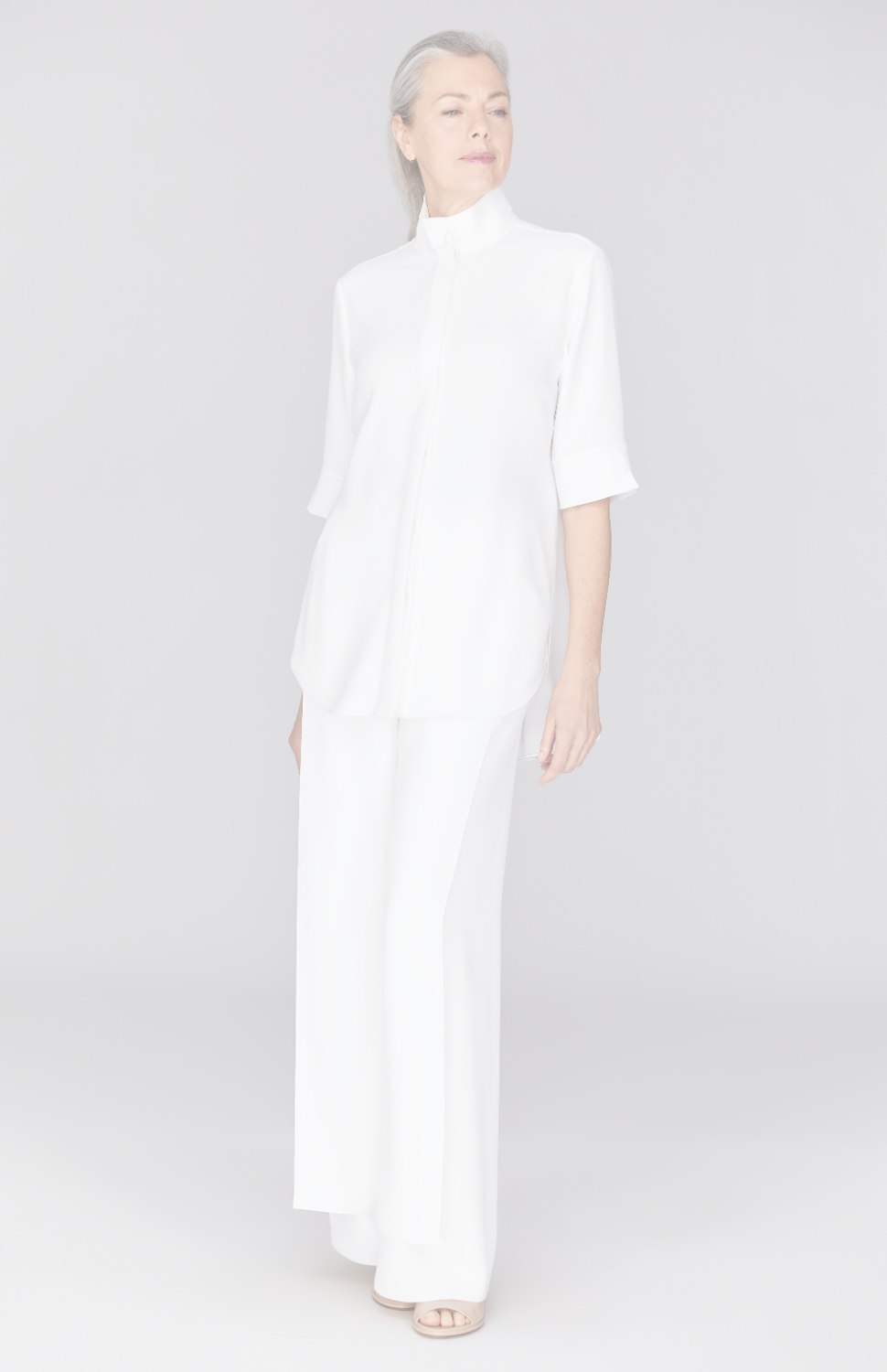 Lustrous Crepe Overlap Pant w/ Back Elastic