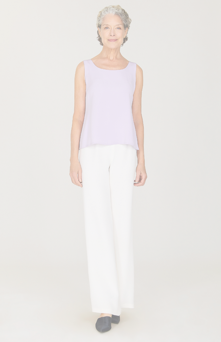Silk Essential Wide Leg Pant w/Flat Front & Back Elastic