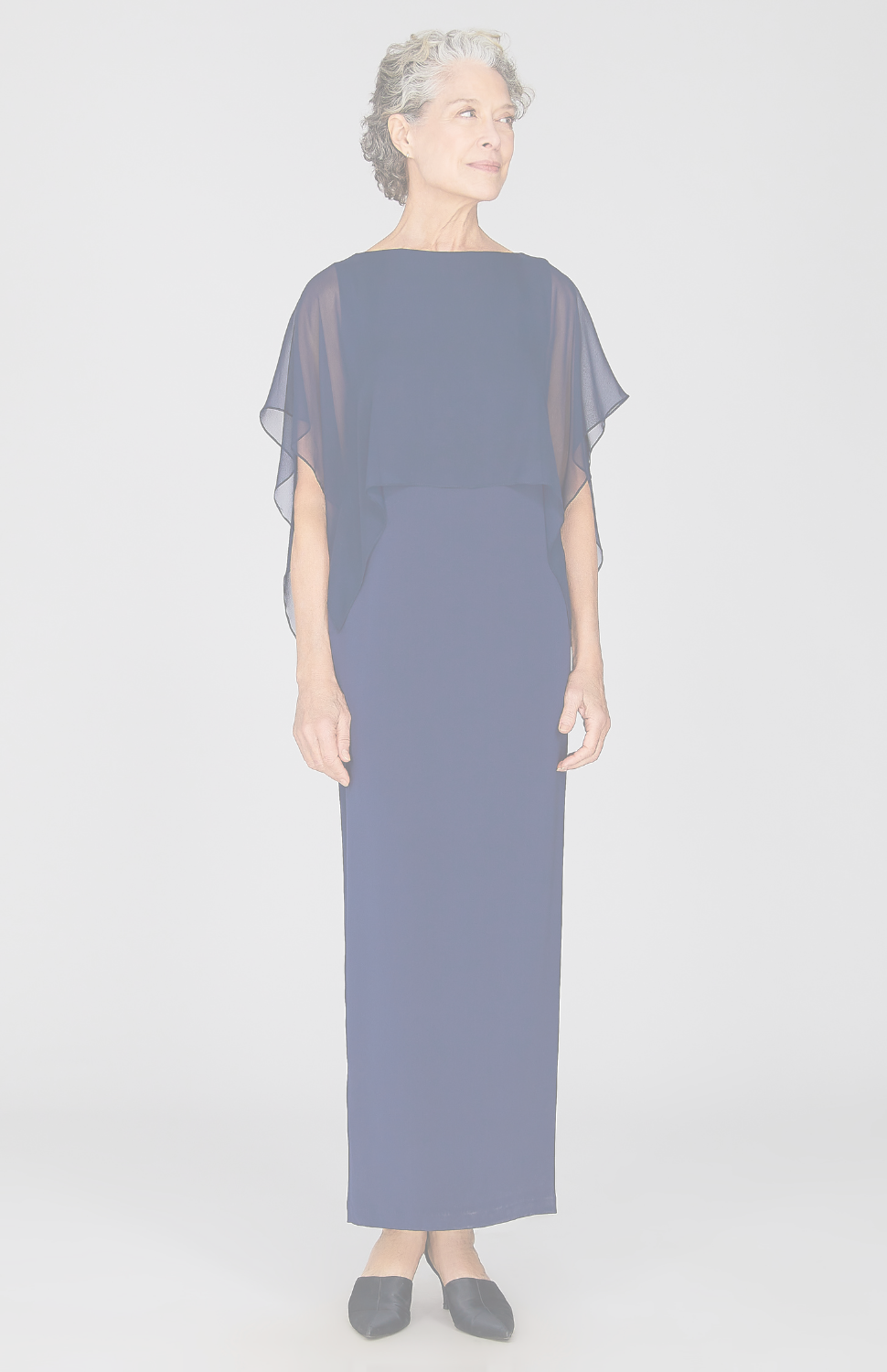 Silk Gown w/Attached Chiffon Overlay