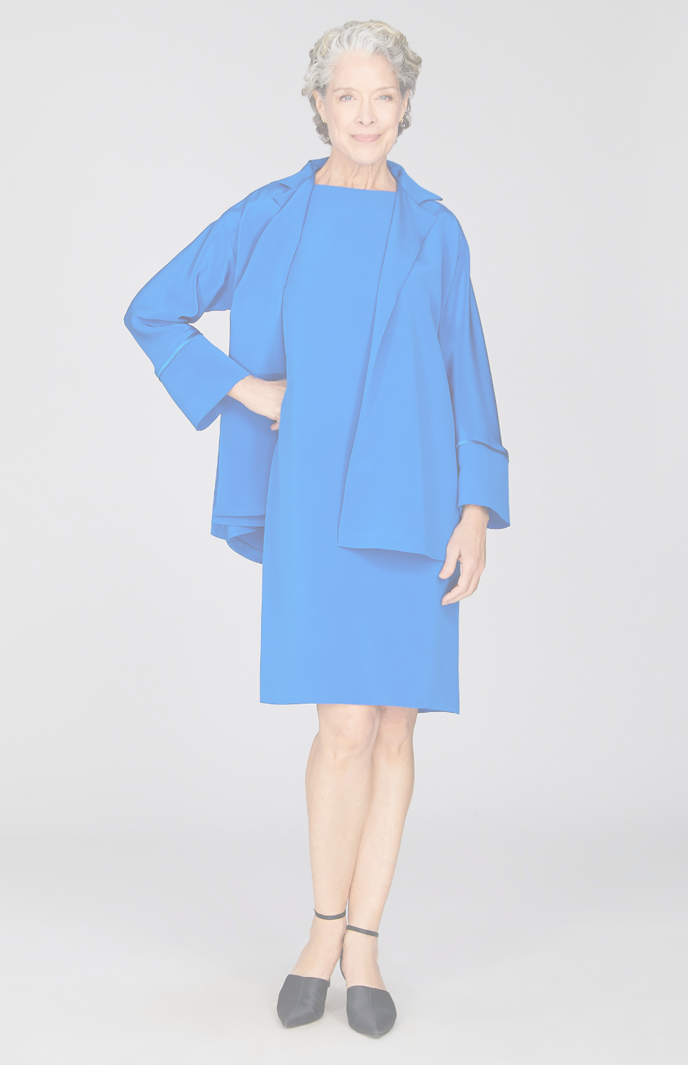 Silk Open A Line Jacket w/Satin Bias Detail