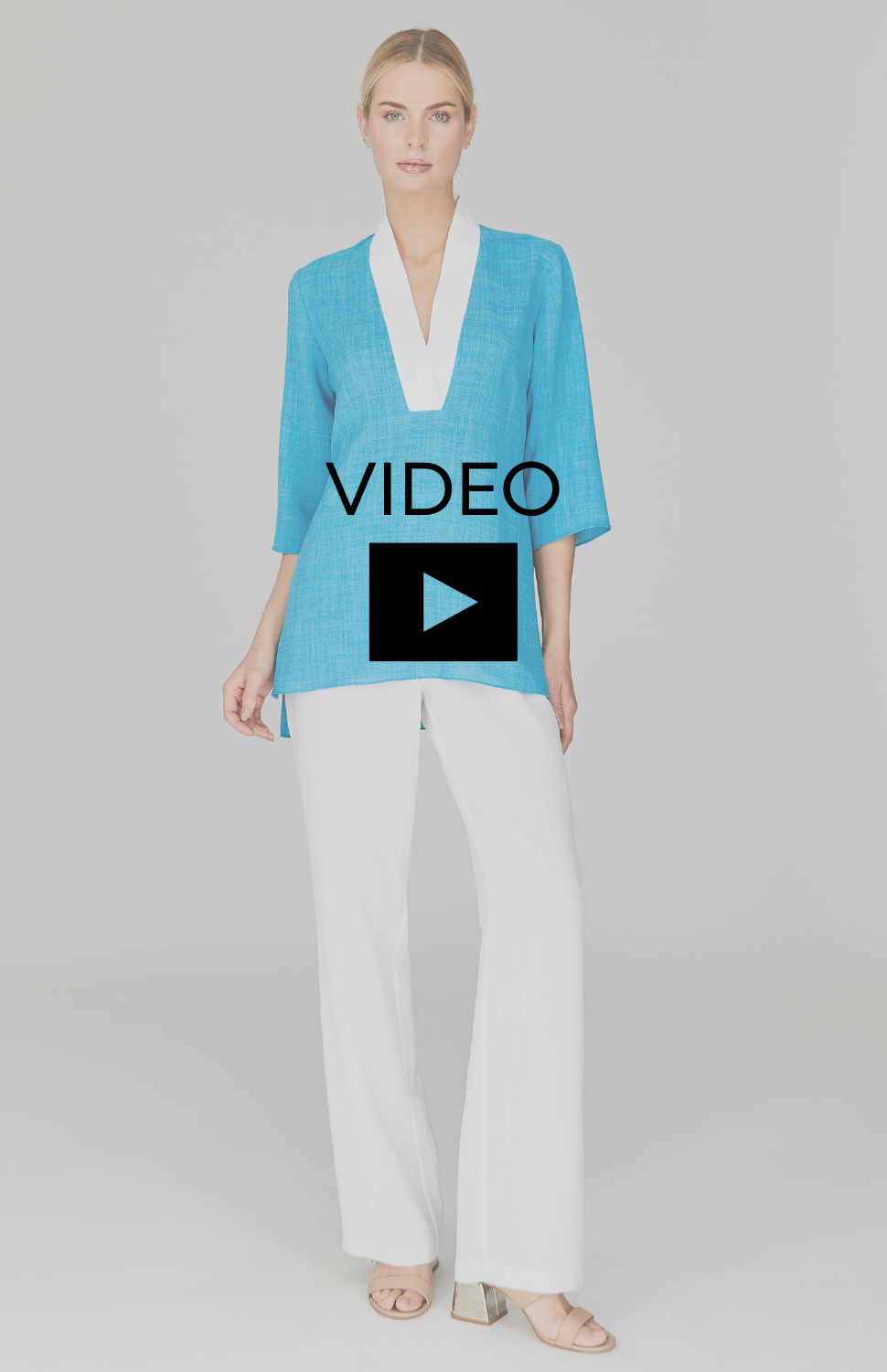 Microlinen Contrast V Neck Tunic