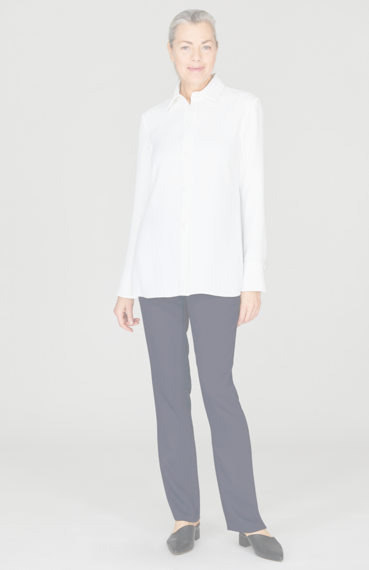 Lustrous Crepe Back Overlap Shirt