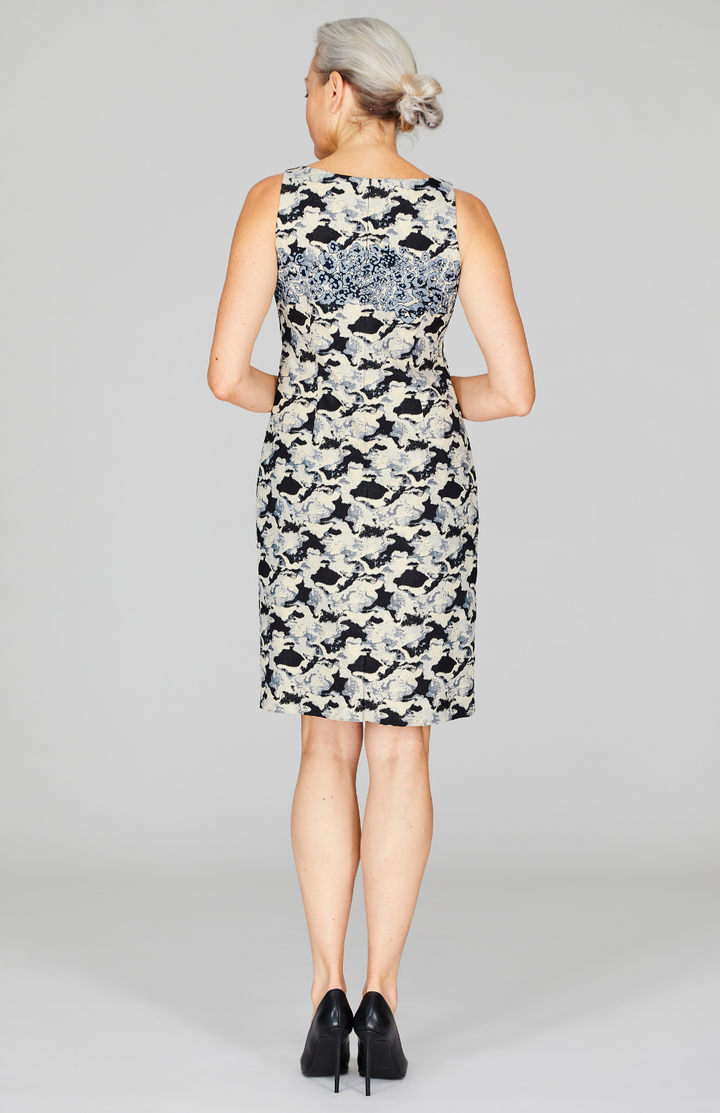 Metallic Cloud Jacquard Sheath Dress