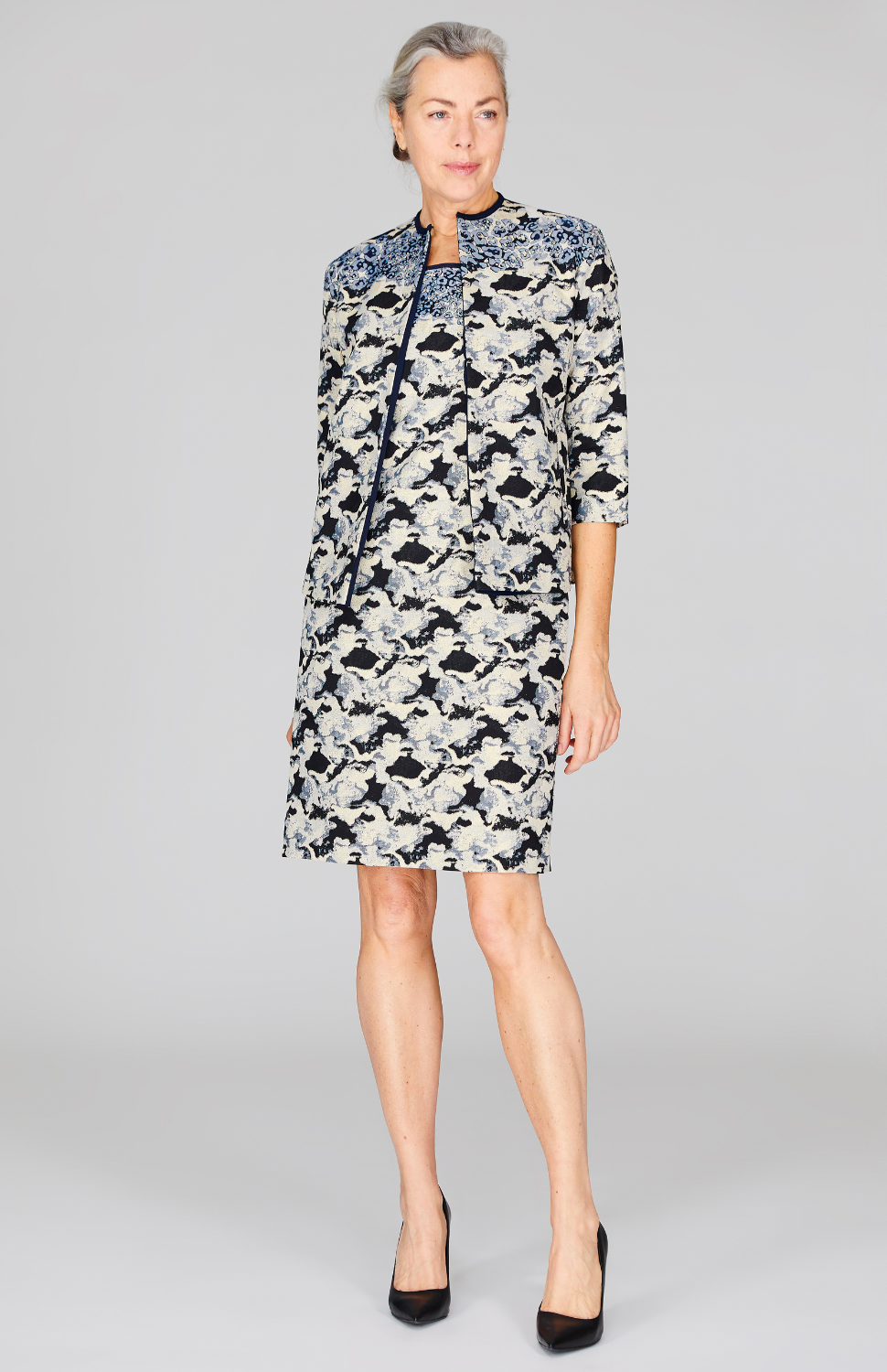 Metallic Cloud Jacquard Sheath Dress