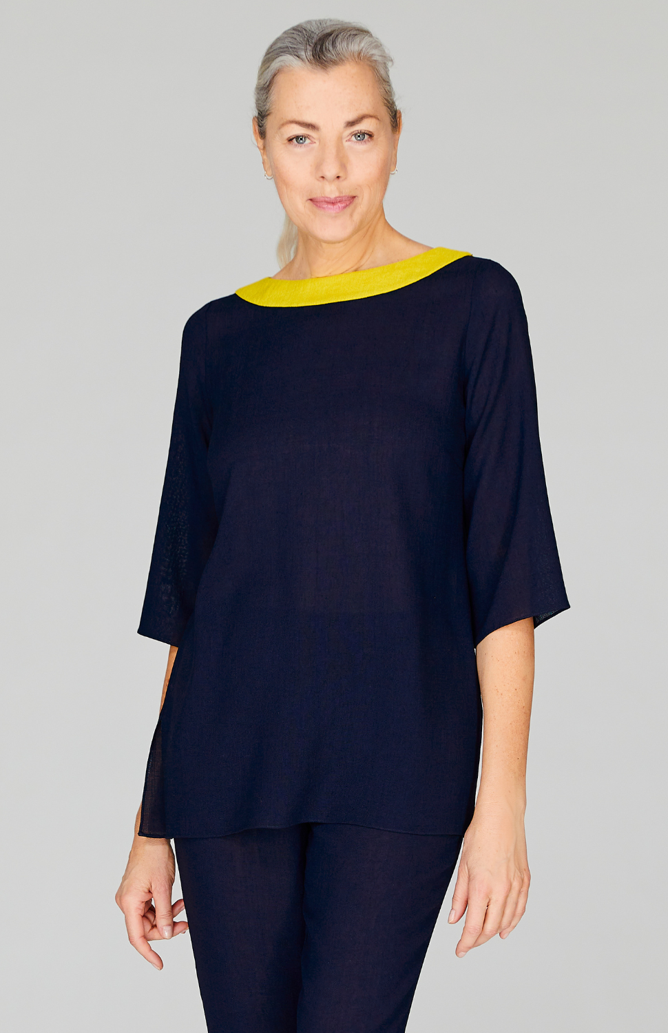 Microlinen Color Block Top