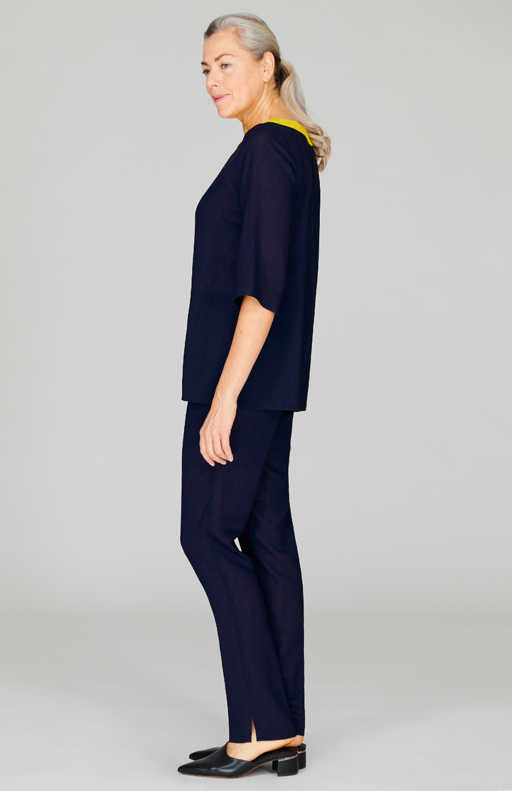 Microlinen Color Block Top