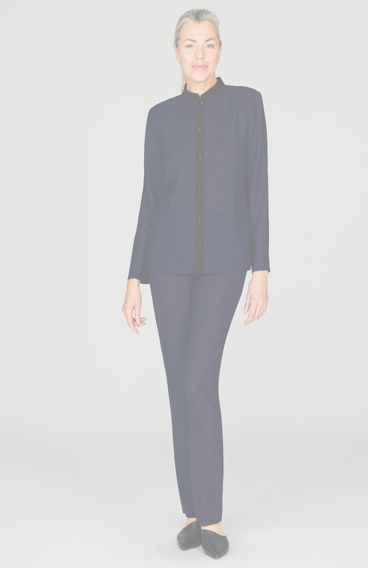 Color Block Microlinen Mandarin Collar Jacket