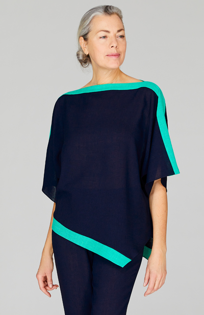 Microlinen Tunic with Contrast Banding