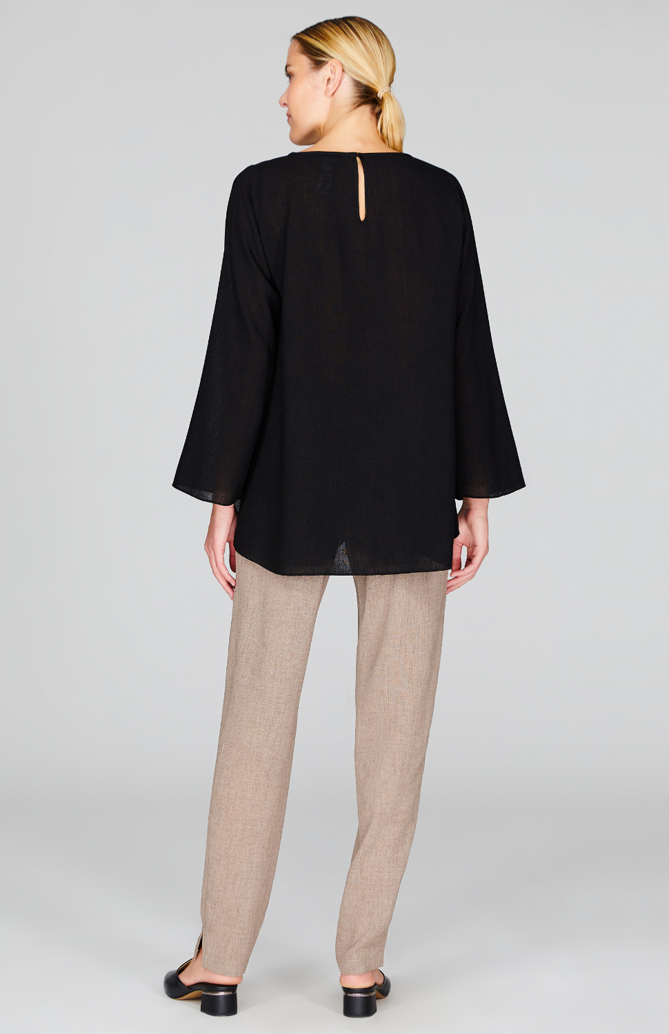 Microlinen Tunic with Contrast V Inset