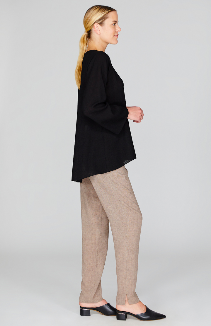 Microlinen Tunic with Contrast V Inset