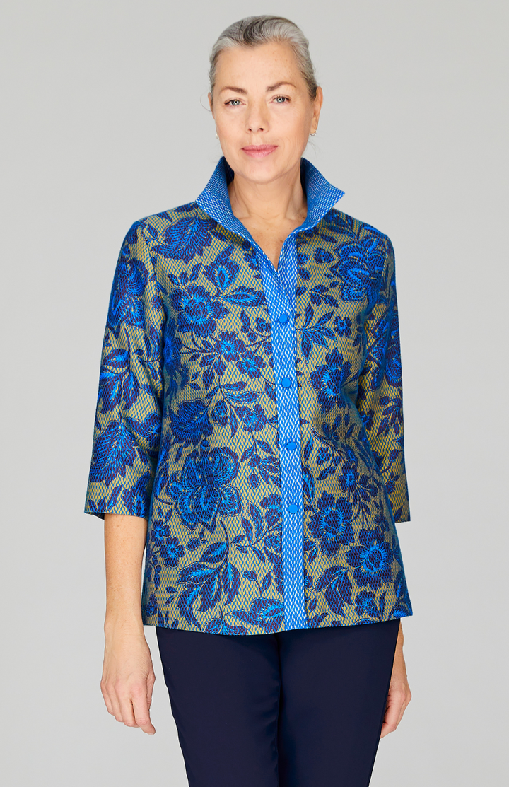 Mosaic Floral High Neck Shirt