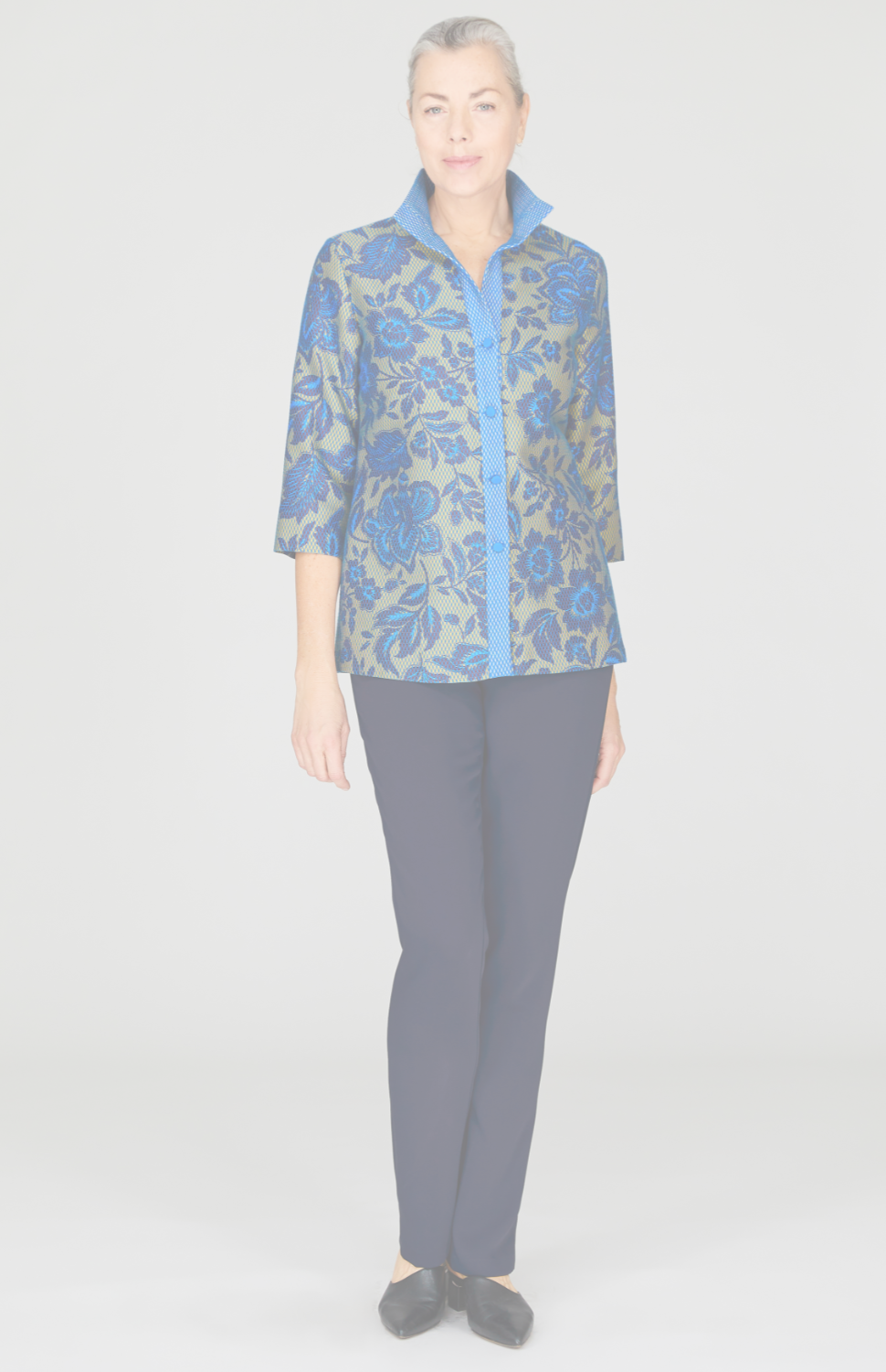 Mosaic Floral High Neck Shirt
