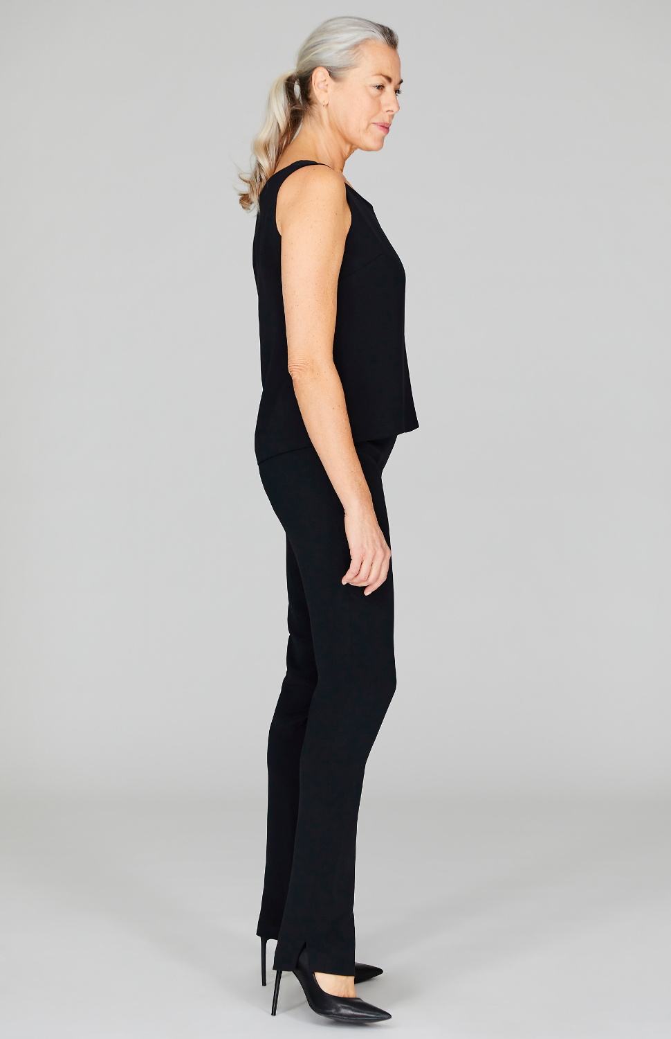 Silk Essential Narrow Leg Pant w/Flat Front, Back Elastic, & Slimmest Fit