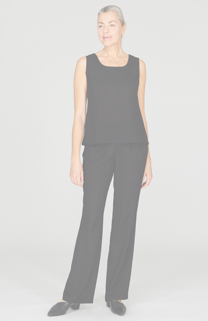 Microlinen Essential Straight Leg Pant w/Flat Front & Back Elastic
