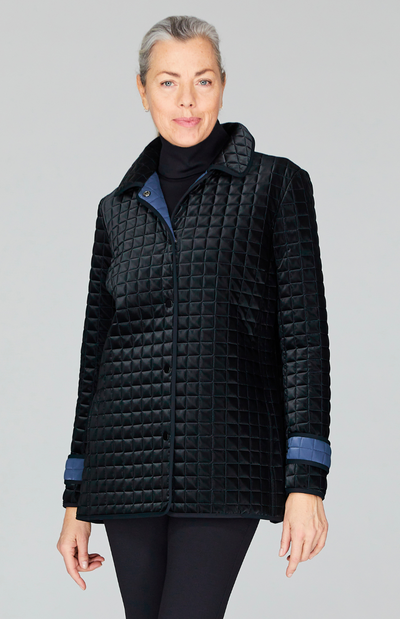 Quilted Coating Short Snap Front Coat